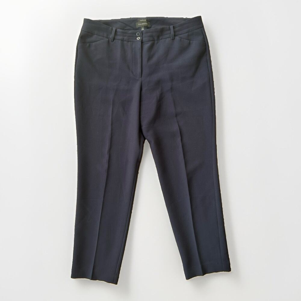 Talbots Hampshire Straight Leg Pants Women's Size 14 Navy Blue Ankle Career